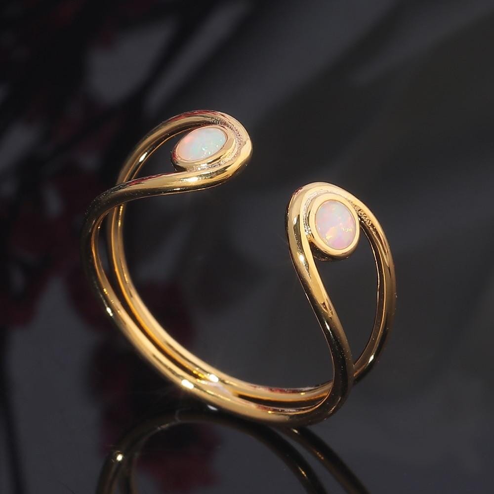Minimalist White Fire Opal Adjustable RingRing