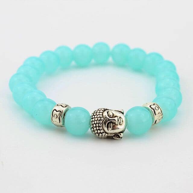 Black Lava Stones Lucky Charm Buddha Reiki BraceletBraceletSky Blue