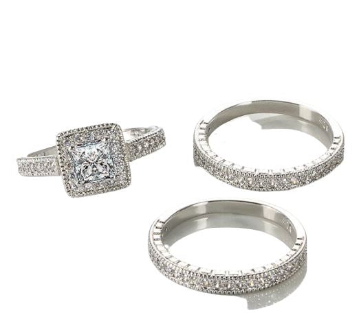 3pcs White Gold Diamond RingsRing
