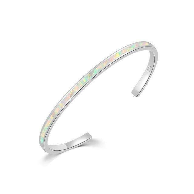 Splendid Fire Opal Adjustable Bangle BraceletBraceletWhite Fire Opal