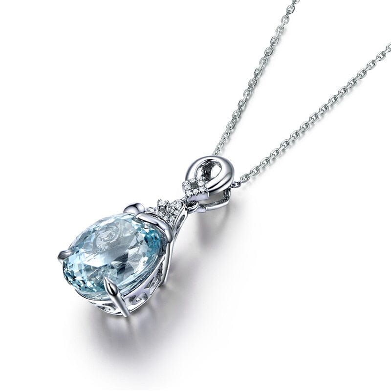 Fine Luxury Blue Topaz Pendant Necklace - 925 Sterling SilverNecklace