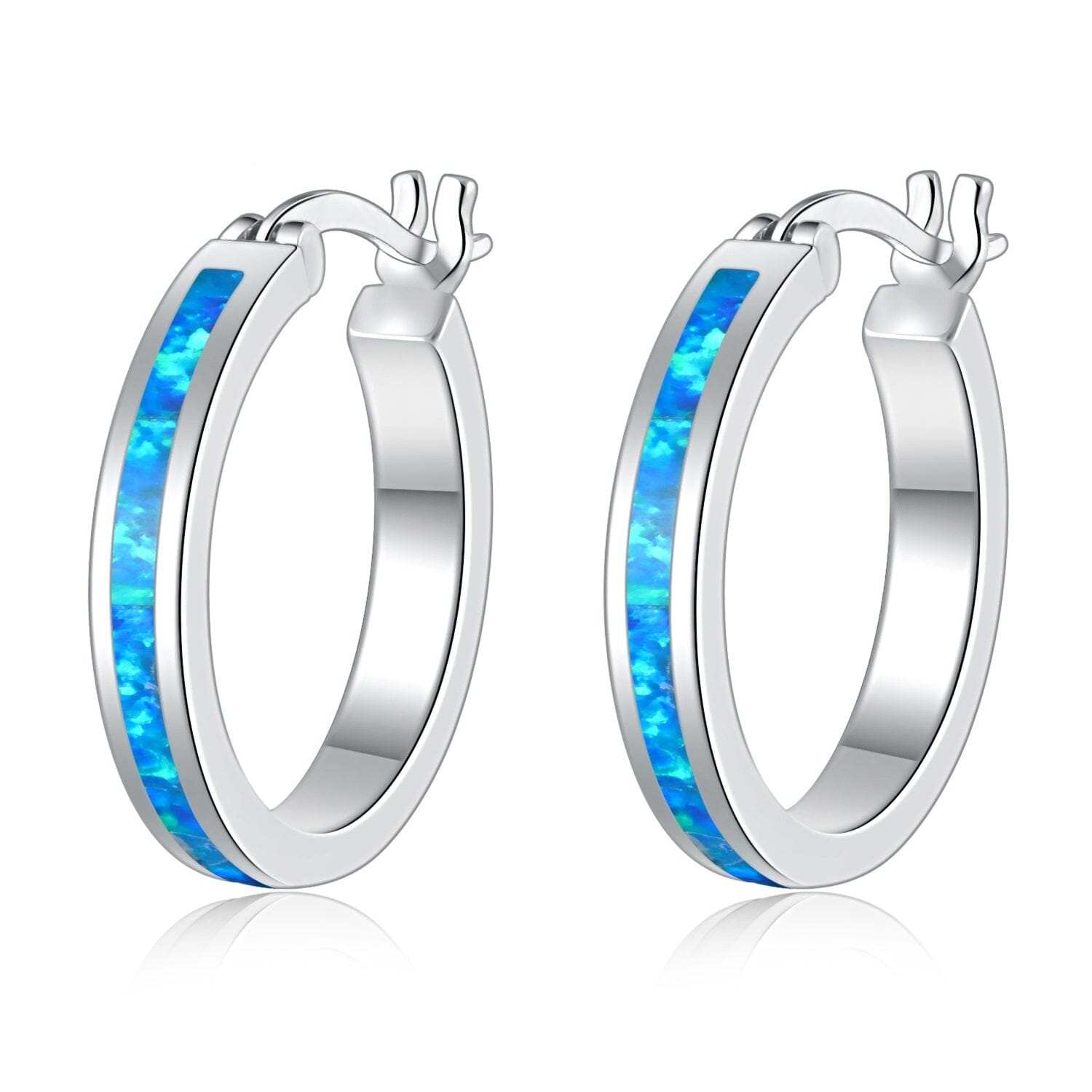 White and Blue Fire Opal Stud EarringsEarringsBlue