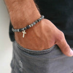 WWJD Natural Stone Cross BraceletBracelet
