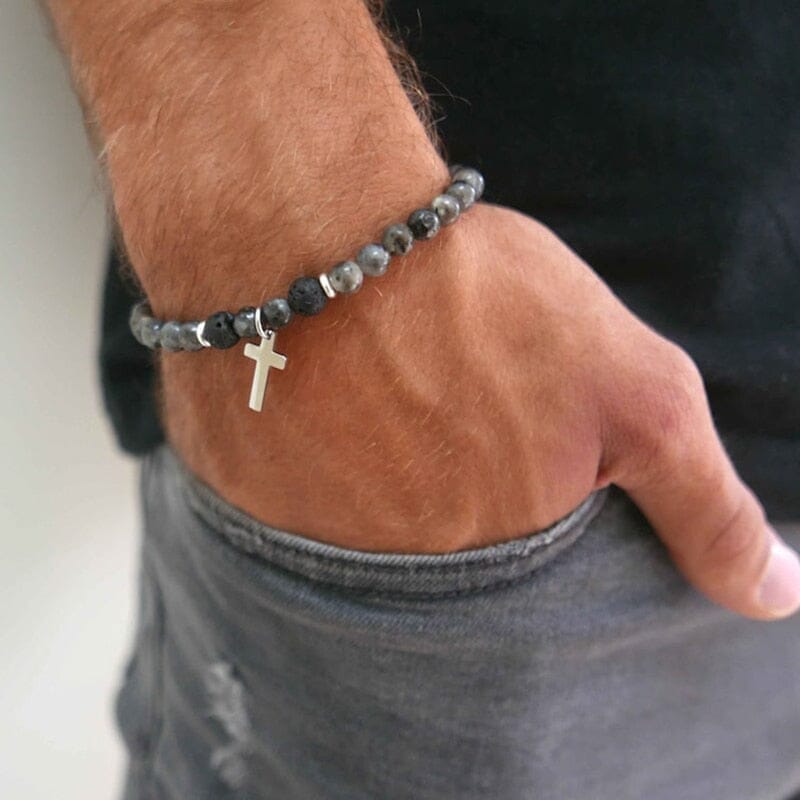 WWJD Natural Stone Cross BraceletBracelet