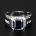 Trendy Emerald Sapphire Men Ring - 925 Sterling SilverRings