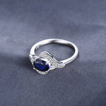 Statement Halo Blue Sapphire Ring - 925 Sterling SilverRing