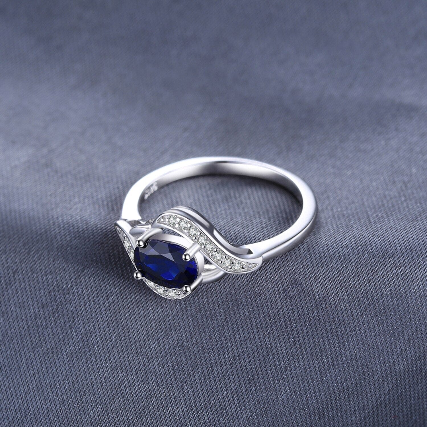 Statement Halo Blue Sapphire Ring - 925 Sterling SilverRing