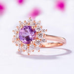 Natural Amethyst Zircon Flower Ring - 925 Sterling SilverRing