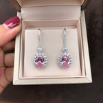 Simple Elegant Sapphire Drop Earrings - 925 Sterling SilverEarringsPink