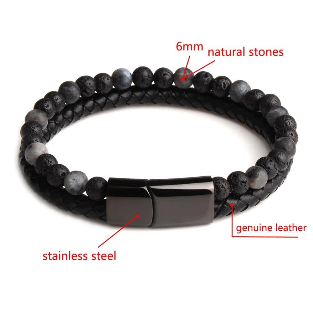 Natural Stone Genuine Leather Braided BraceletBracelet