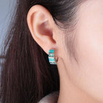 Green Fire Opal & Emerald Hoop EarringsEarrings