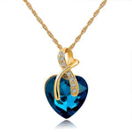 Austrian Crystal Heart PendantsNecklacegold blue