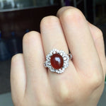 Natural 5ct Garnet Ring - 925 Sterling SilverRing