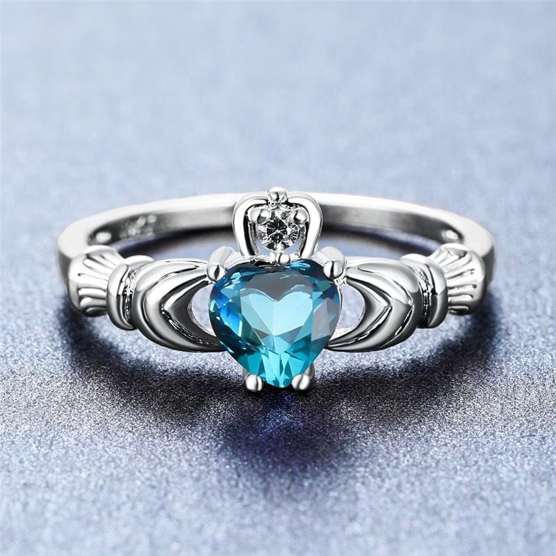 Heart Aquamarine and Crystal RingRing