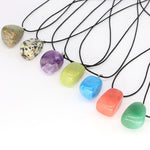 Aventurine and Other Stones Natural Crystal Irregular Tumbled Stone Reiki Rope NecklaceNecklace