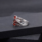 Three Stone Red Garnet Ring - 925 Sterling SilverRing