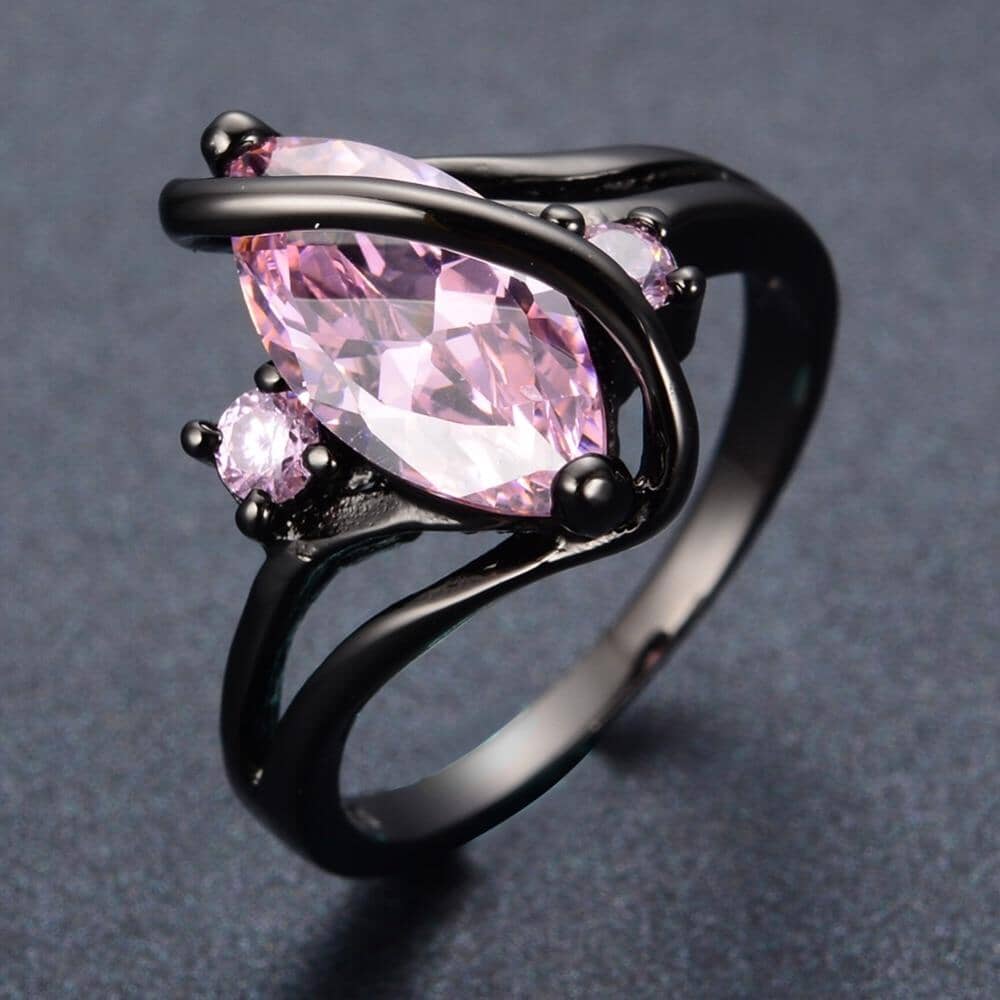 Black Gold Filled Pink Sapphire Oval RingRing