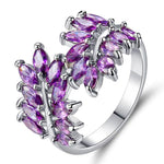 Amethyst Olive Branch Design Silver RingRing