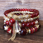 4-Pieces Set of Beaded Bohemian Style Crystal BraceletBraceletStyle 9