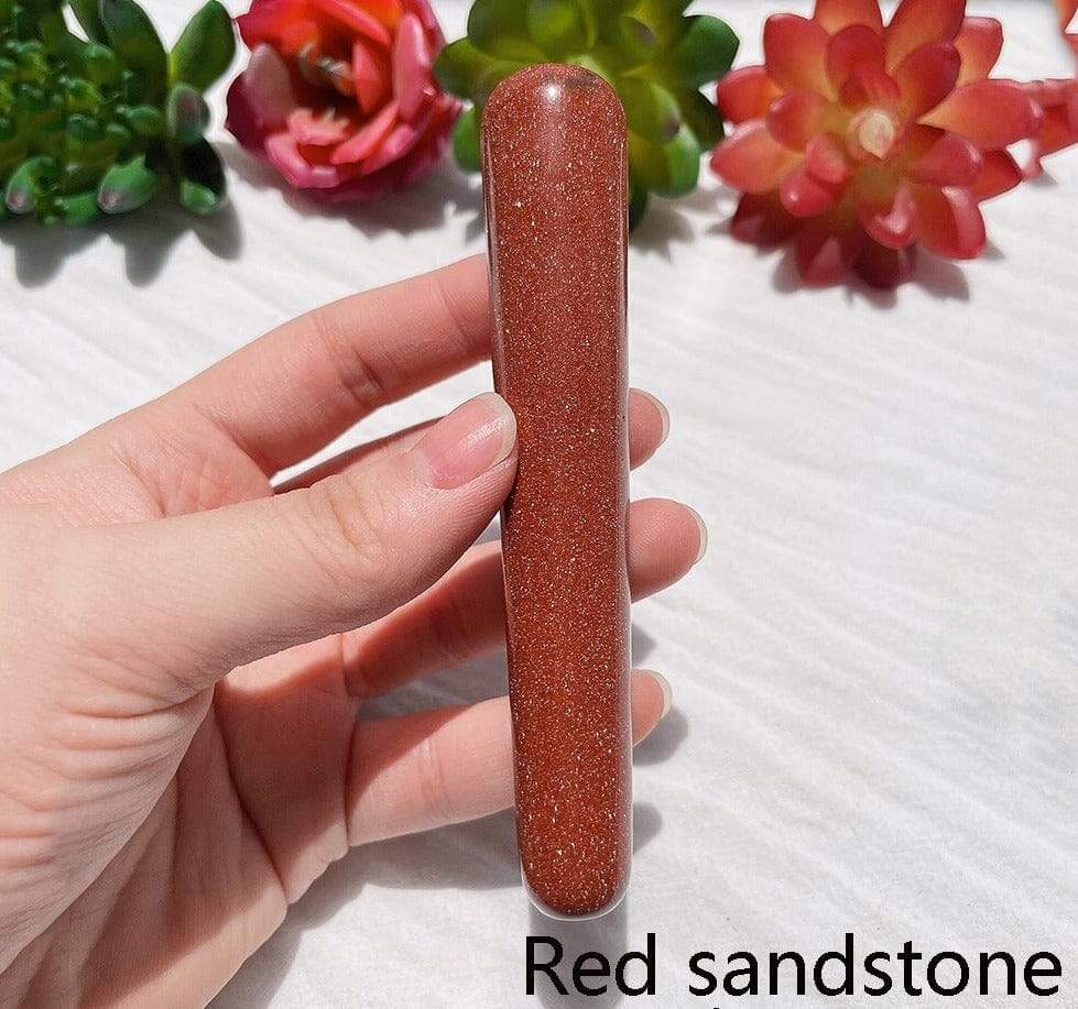 1pc Crystal Stone Body Massage Yoni Healing WandWandRed sandstone