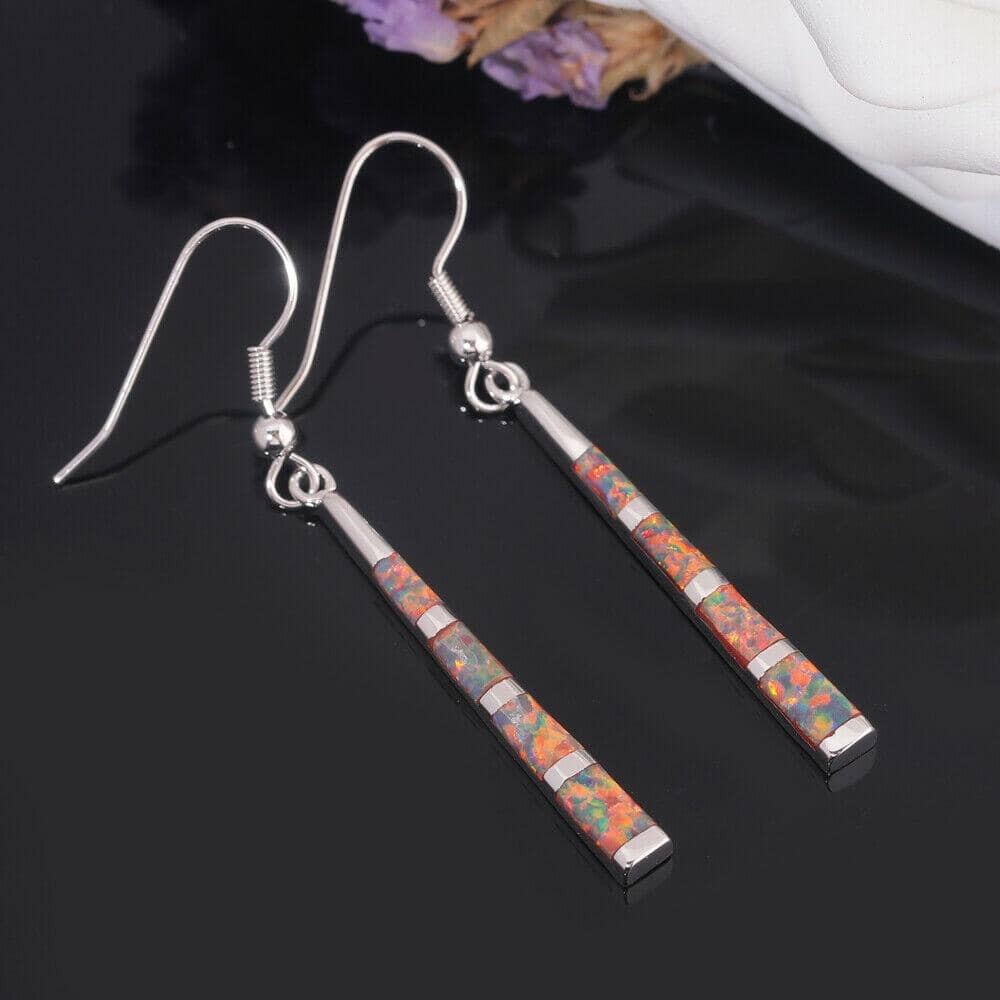 Orange Fire Opal Long Dangle Drop EarringsEarrings