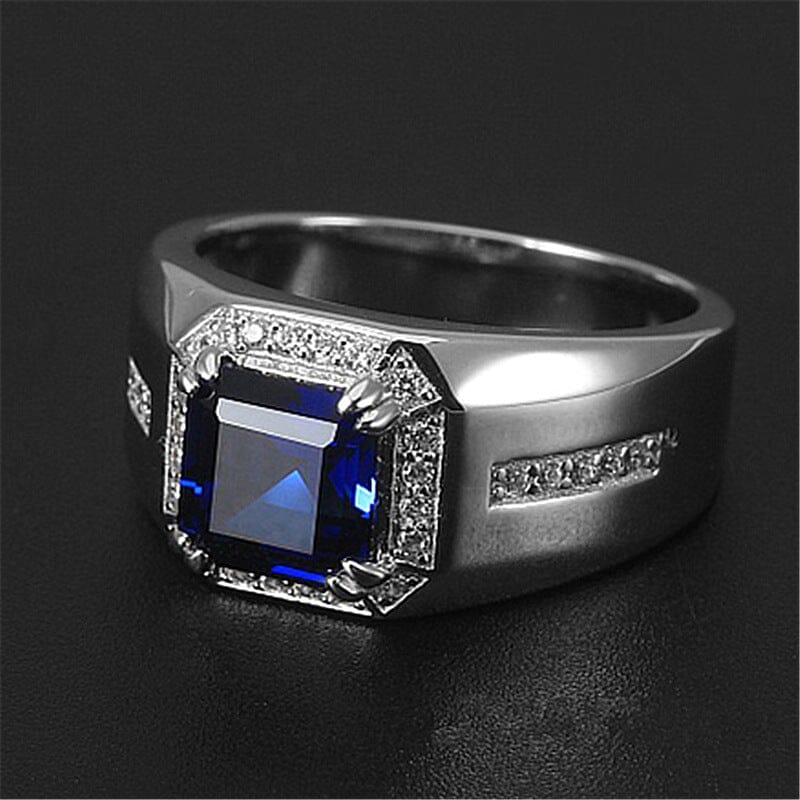 Trendy Emerald Sapphire Men Ring - 925 Sterling SilverRings