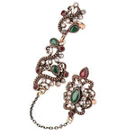 Flower Vintage Turkish Mid RingRingGold Green