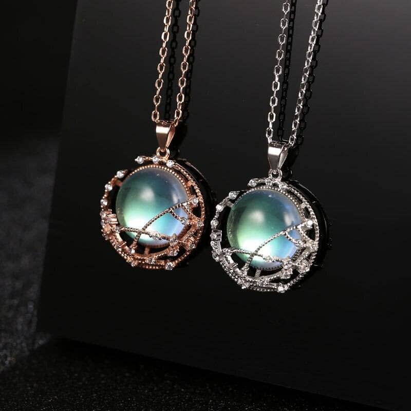 Temperament Clavicle Elegant Moonstone Pendant Necklace - 925 Sterling SilverNecklace