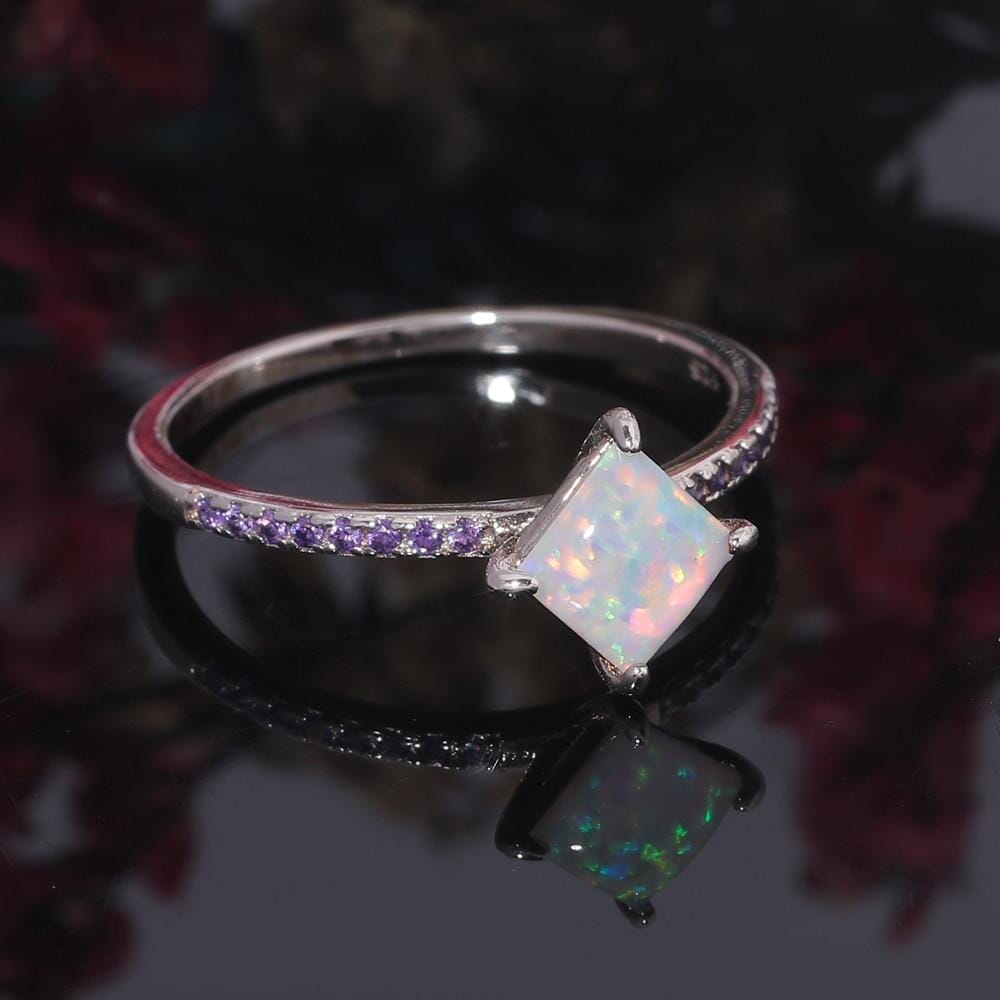White Fire Opal Amethyst Lovely Ringring