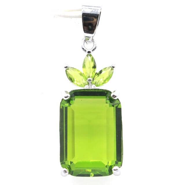 Classic Rectangular Green Peridot Earrings & PendantEarringsPendant