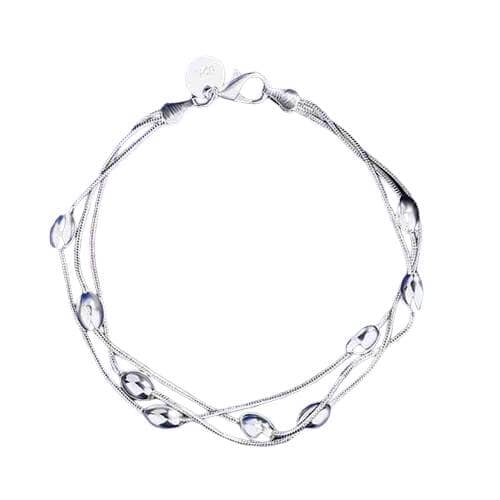 Three Line Gloss Ball Bracelet - 925 Sterling SilverBracelet