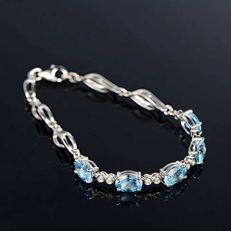 Sterling Silver Blue Topaz Charm BraceletBracelet