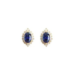 Halo Princess Sapphire Stud Earrings - 925 Sterling SilverEarrings