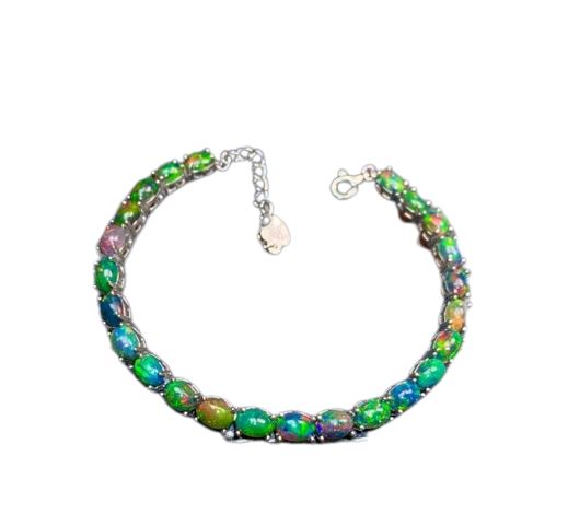 4mm*6mm Multi-Color Opal 925 Sterling Silver BraceletBracelet