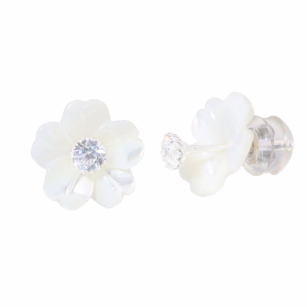 Authentic 925 Sterling Silver Flower Shell EarringsEarrings