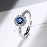 Dainty Blue Sapphire Zircon Adjustable Ring - 925 Sterling SilverRing