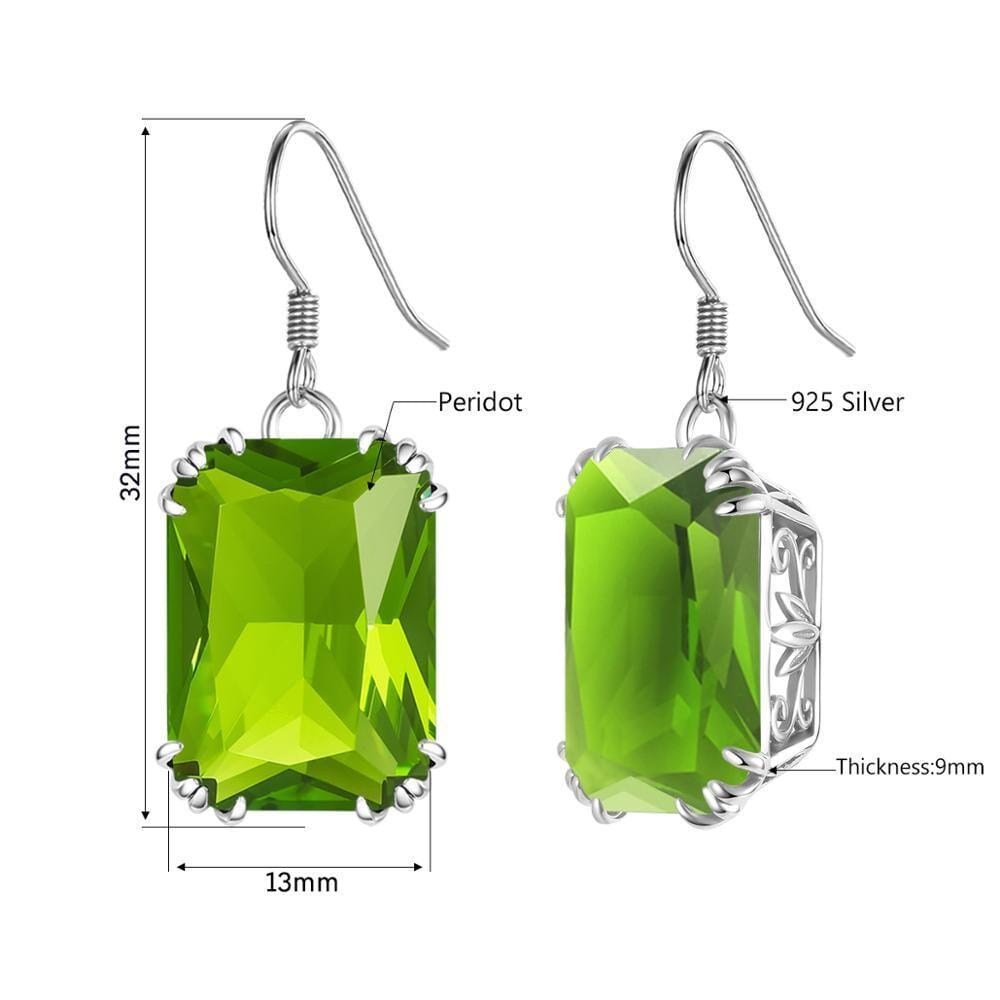 Natural Peridot Long 925 Sterling Silver EarringsEarrings