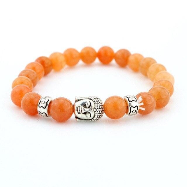 Black Lava Stones Lucky Charm Buddha Reiki BraceletBraceletOrange Silver