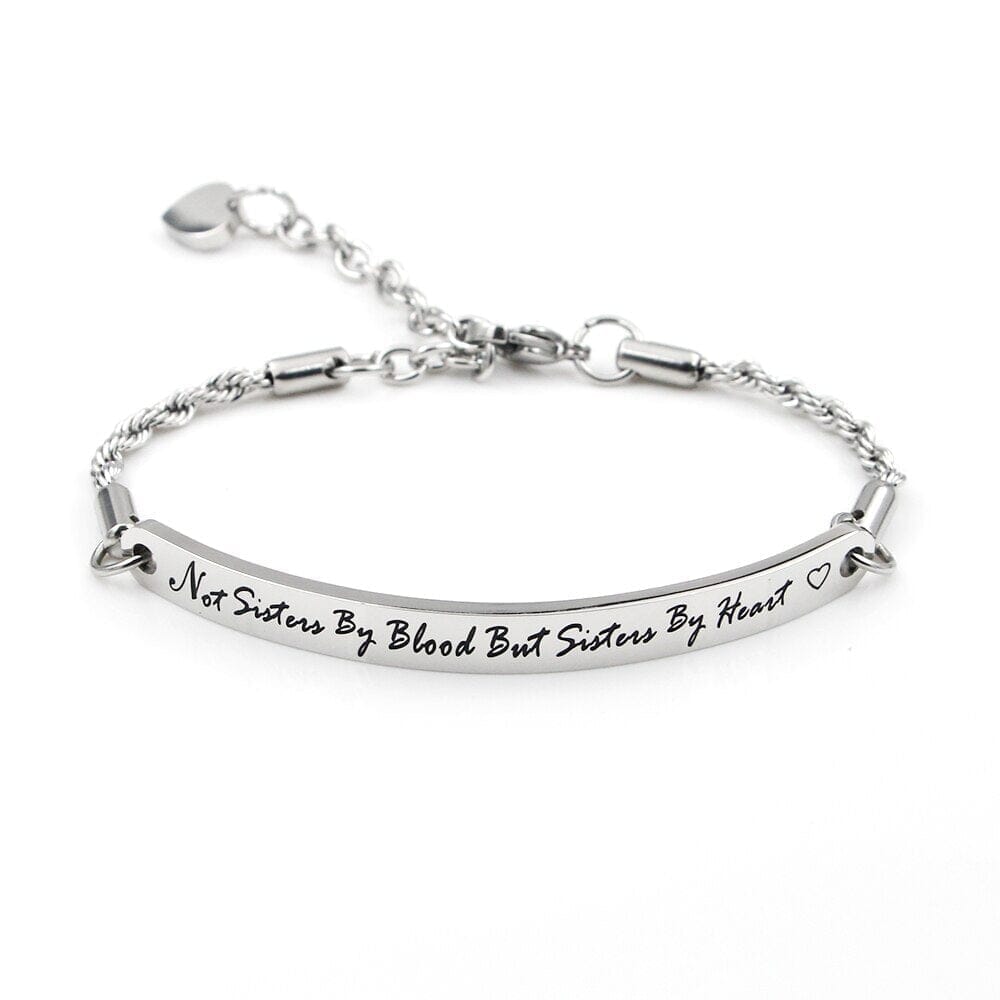 Not Sisters By Blood But Sisters By Heart BraceletBraceletSilver Plated