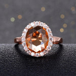 Rose Gold Citrine Ring - 925 Sterling SilverRing