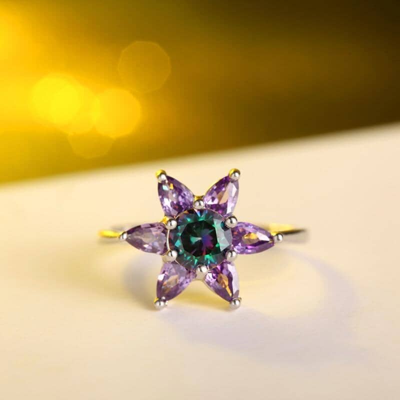 Rainbow Mystic Topaz Amethyst Star RingRing