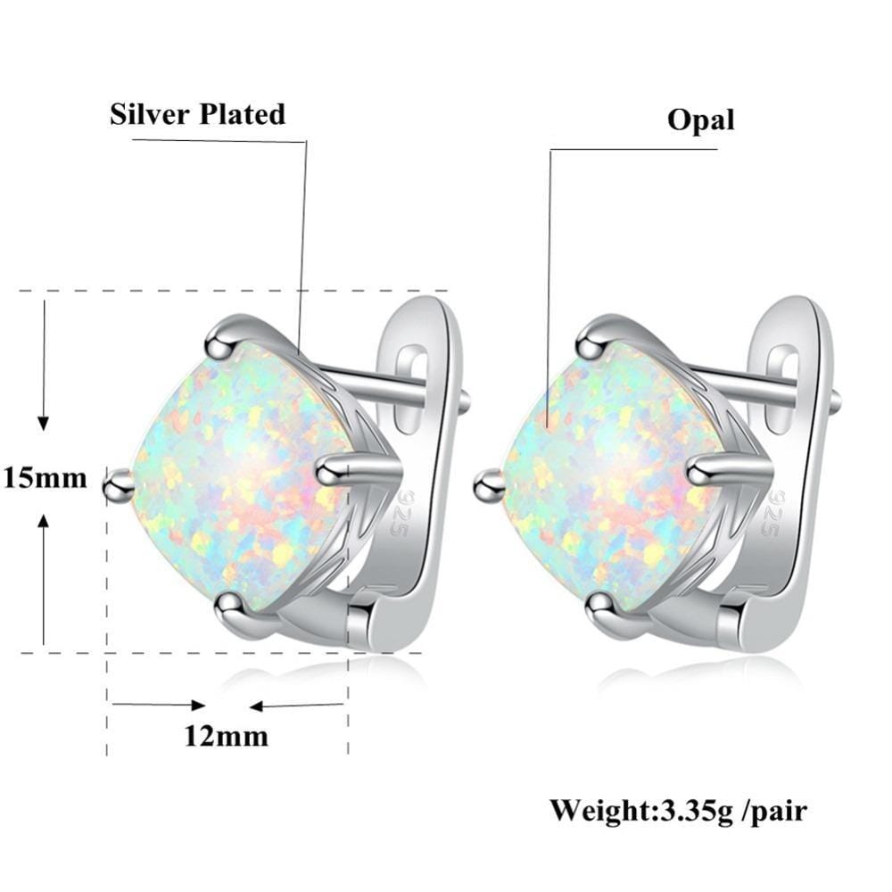 Minimalist White Fire Opal Stud EarringsEarrings