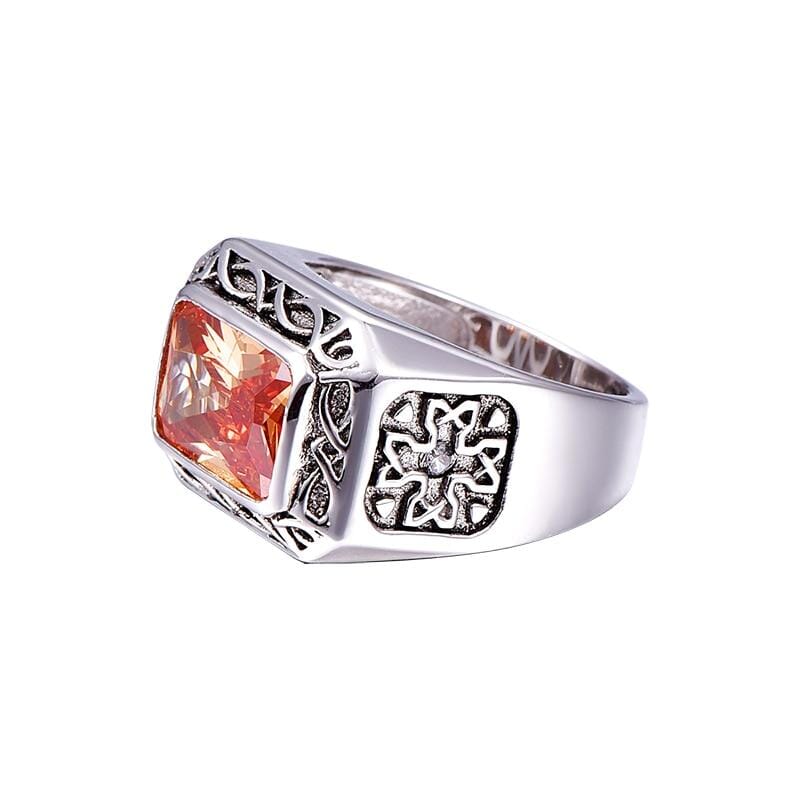 Morganite Antique Square 925 Sterling Silver Ring for MenRing