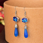 Blue Jade Lotus Drop EarringsEarrings