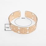 Stainless Steel Saint Benedict WWJD Adjustable Cuff BraceletBracelet