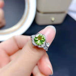 Inlaid Rose Flower Peridot Ring - 925 Sterling SilverRing