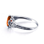 Vintage Brown Amber Stone Ring - 925 Sterling SilverRing