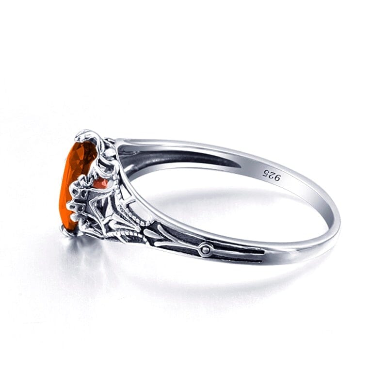 Vintage Brown Amber Stone Ring - 925 Sterling SilverRing