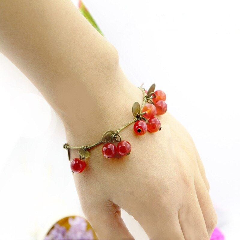 Ruby Cherries Chain BraceletBracelet