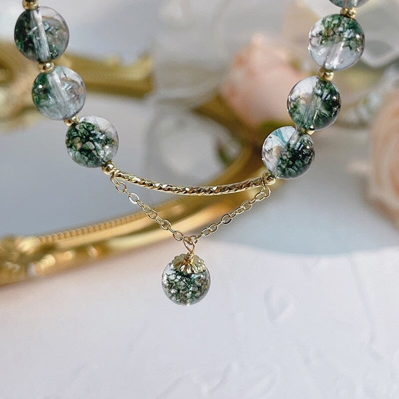 Green Ghost Chorite Crystals Beaded Strand BraceletBracelet